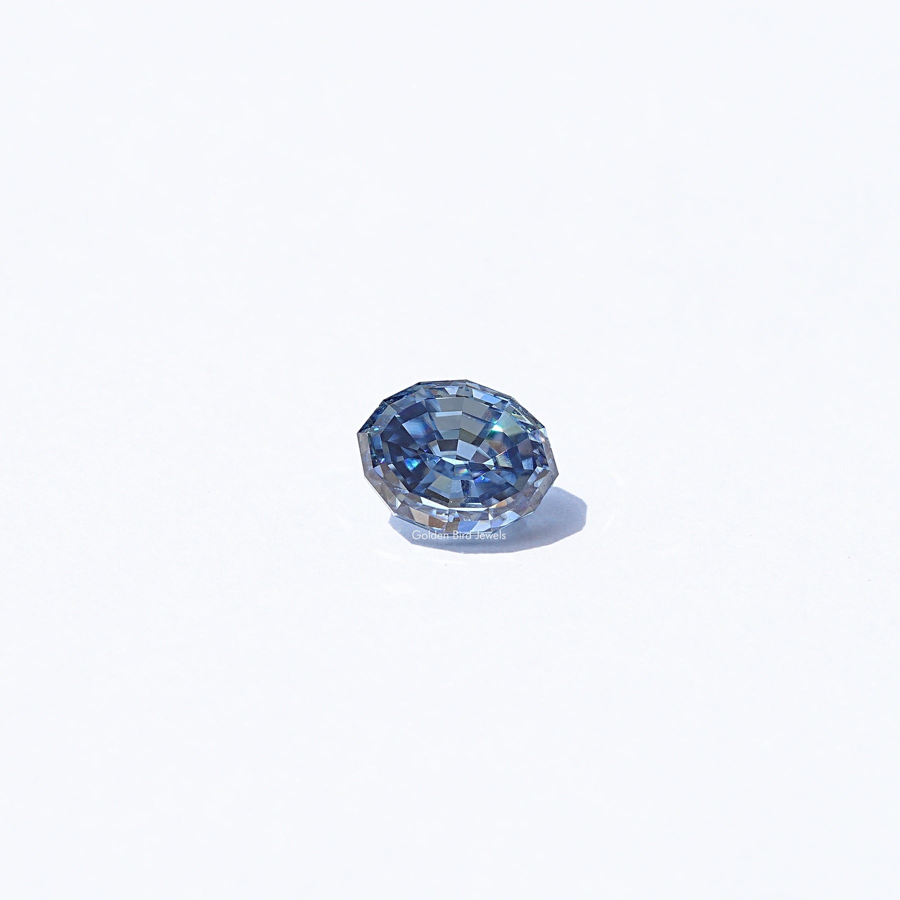 Front View of Step Cut Oval Moissanite Loose Stone