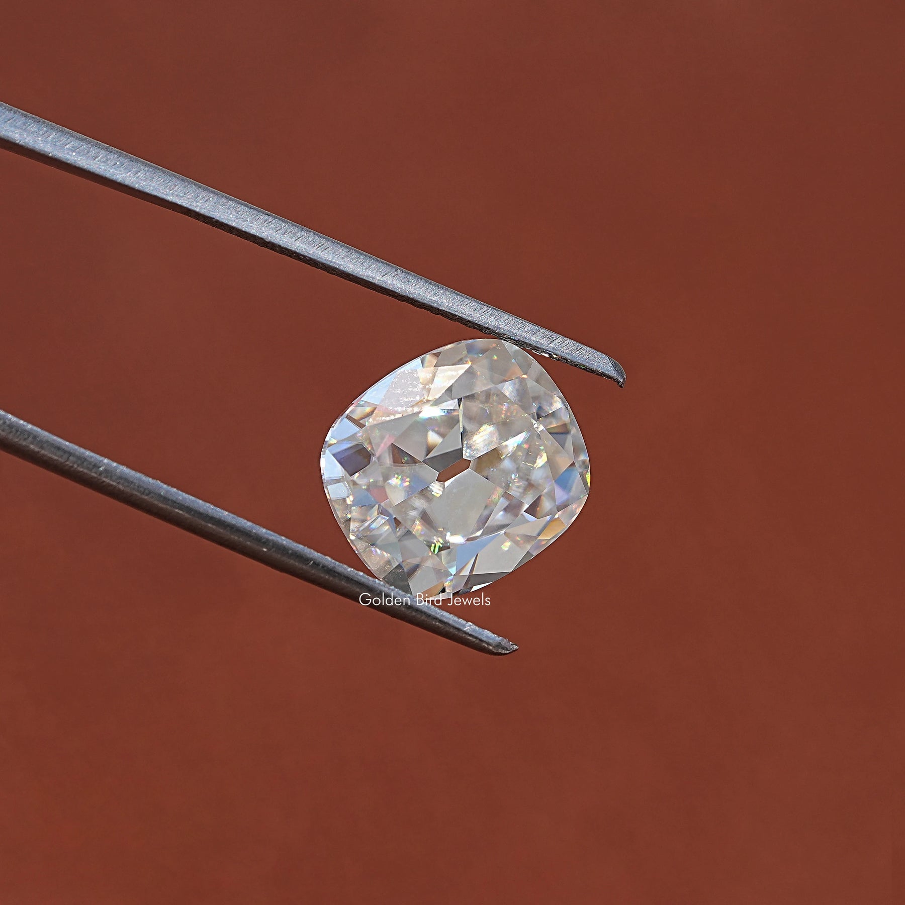 Close View Of Colorless Cushion Cut Loose Moissanite