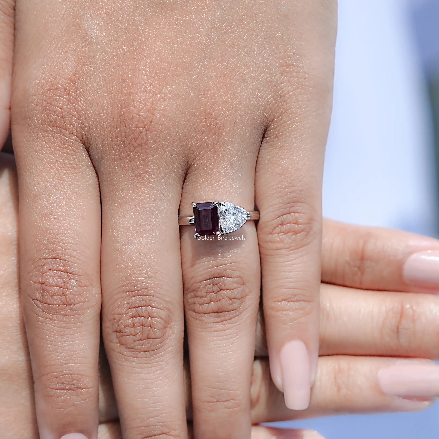 Close view of Heart Cut Moissanite Solitaire Ring