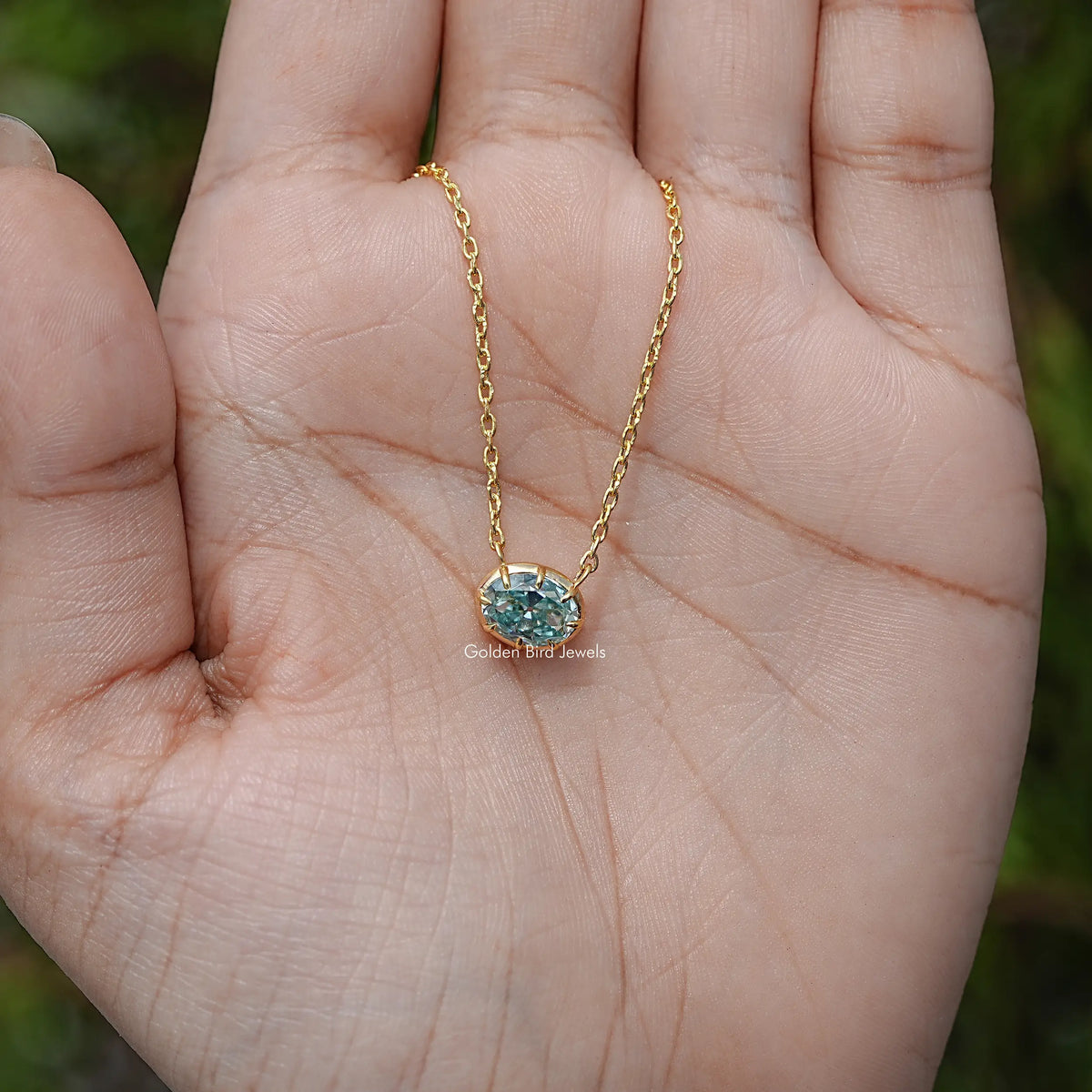 Old Mine Oval Gemstone Solitaire Necklace
