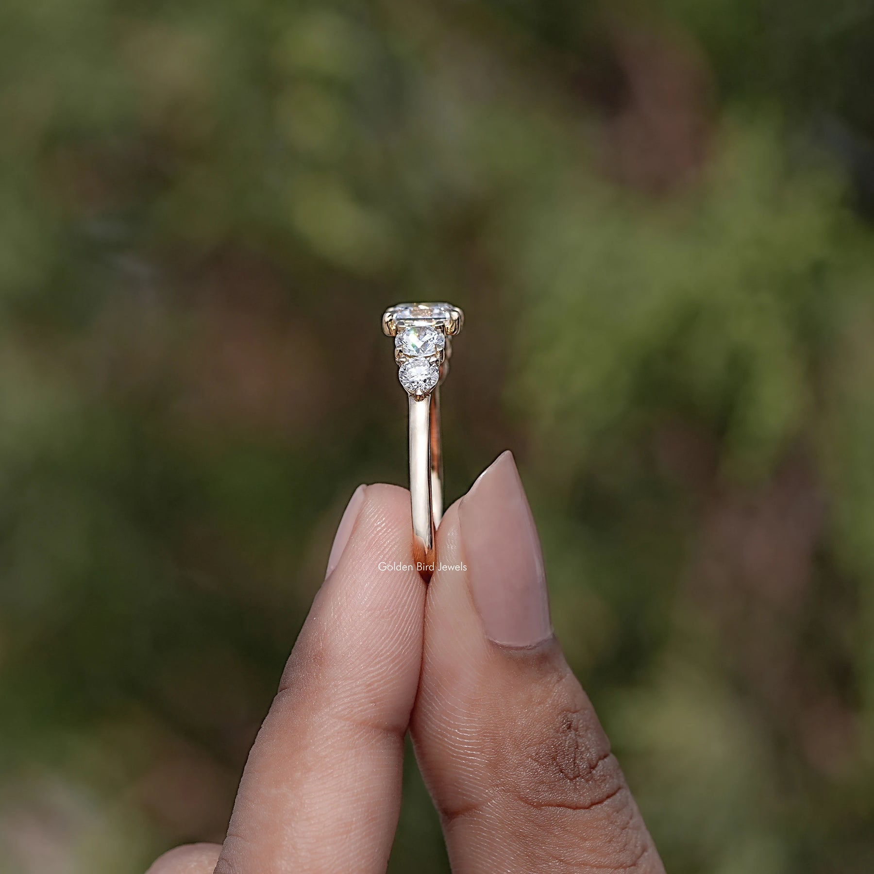 Asscher Cut Lab Grown Diamond Five Stone Ring