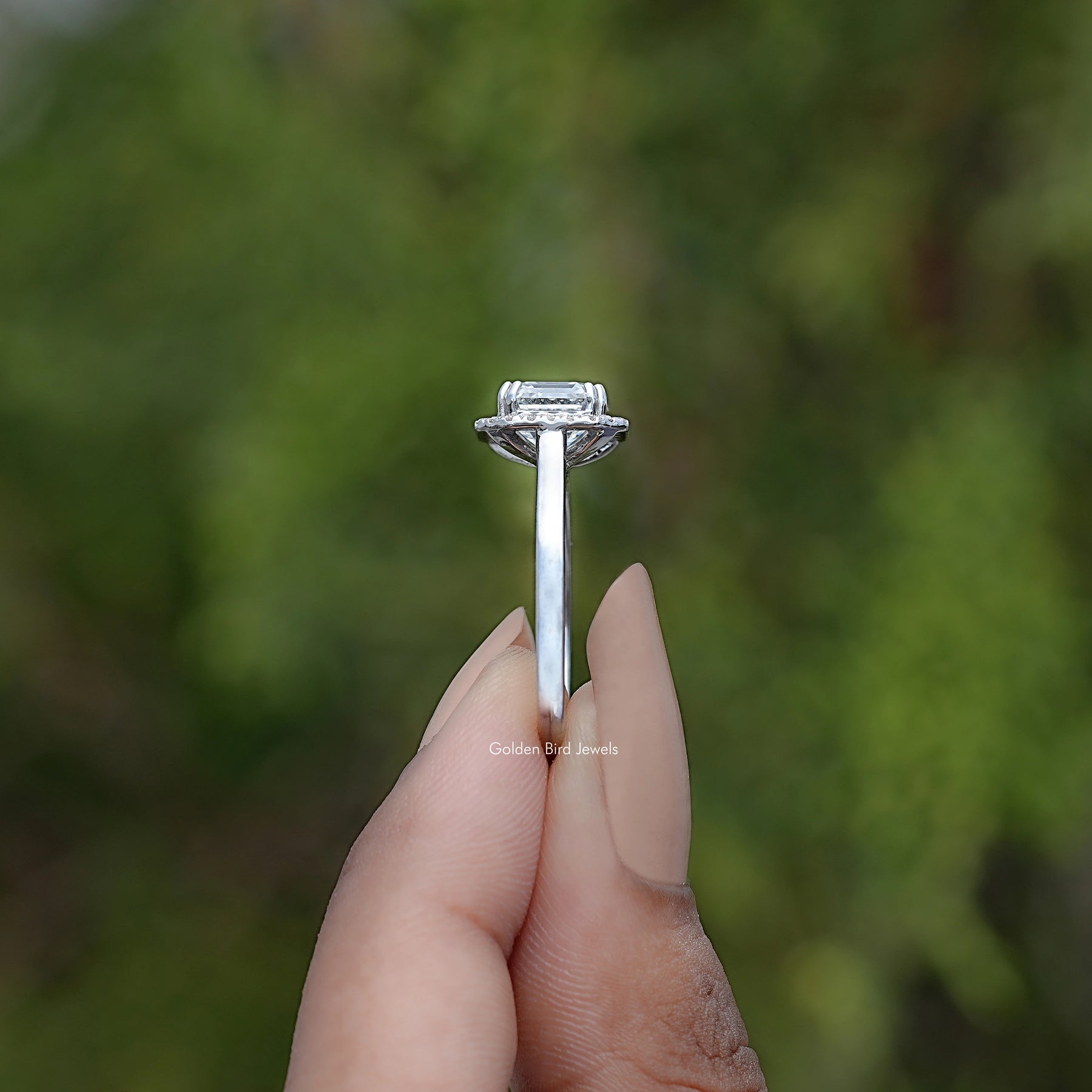 Asscher Cut Lab Diamond Halo Engagement Ring