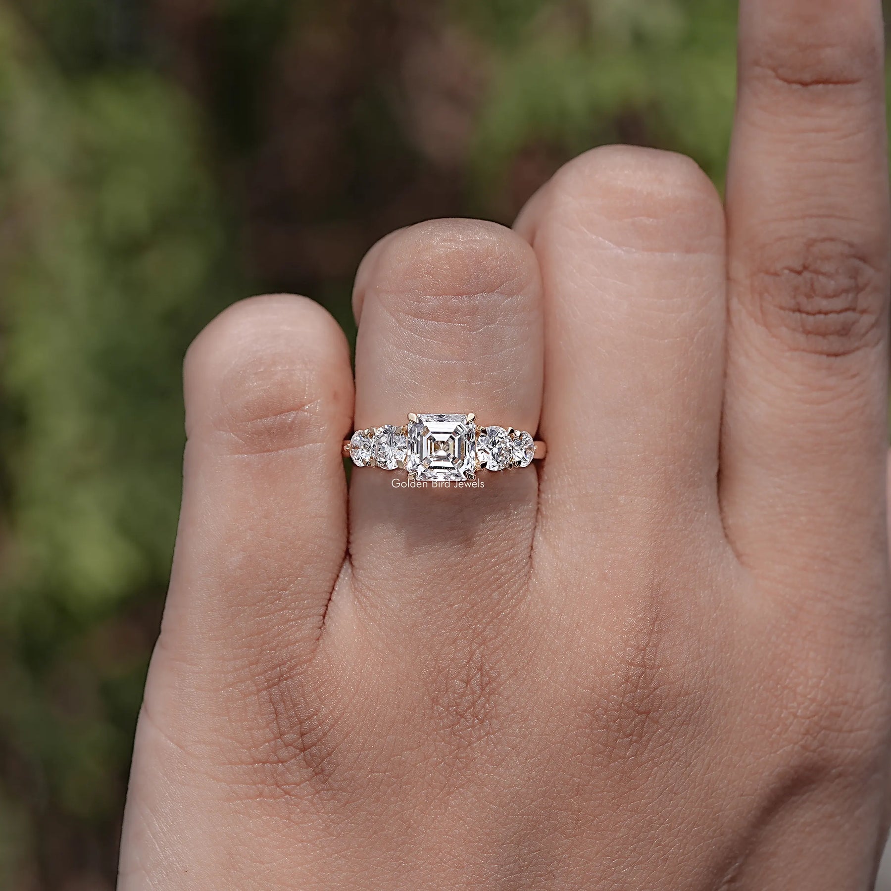Asscher Cut Lab Grown Diamond Five Stone Ring