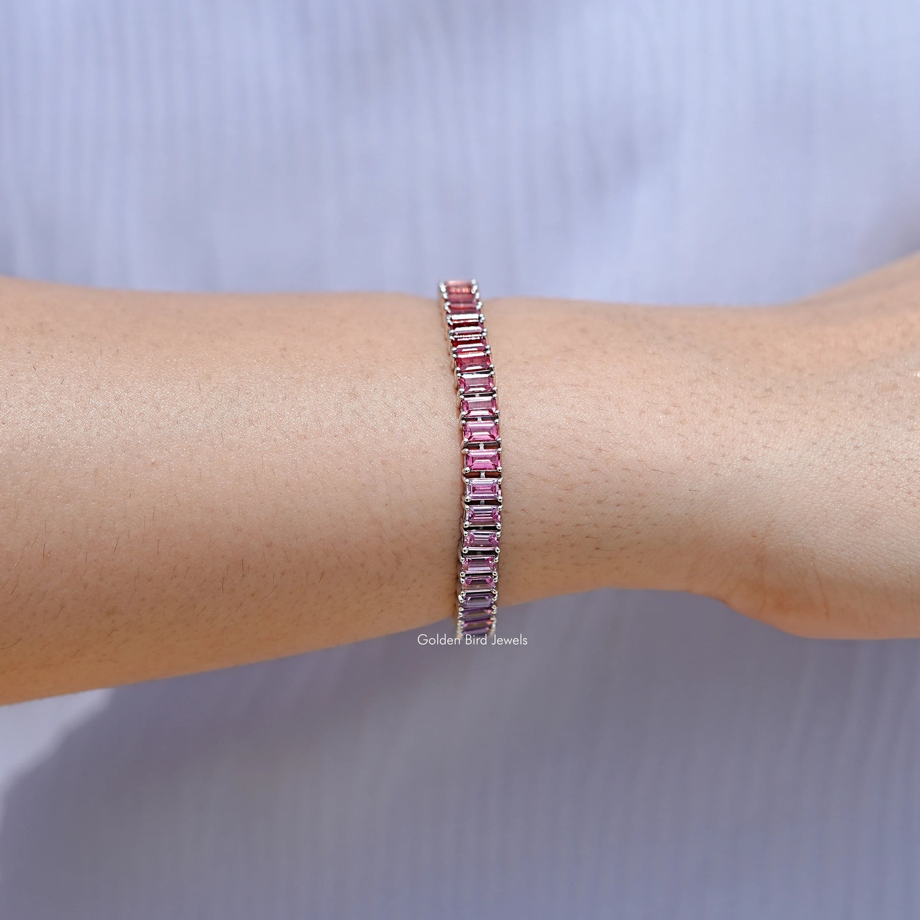 Multi Color Baguette Gemstone Tennis Bracelet