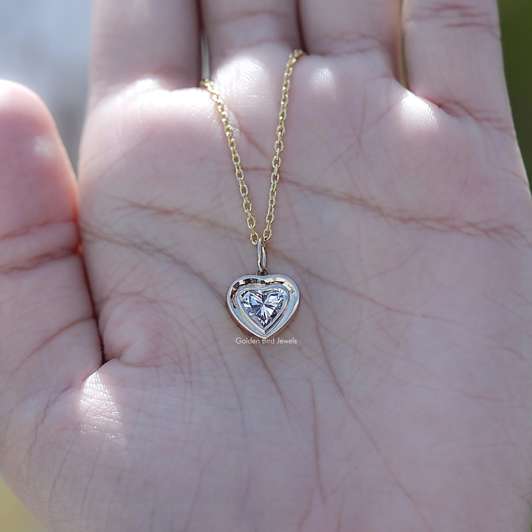 Bezel Set Heart Shaped Lab Diamond Solitaire Pendant