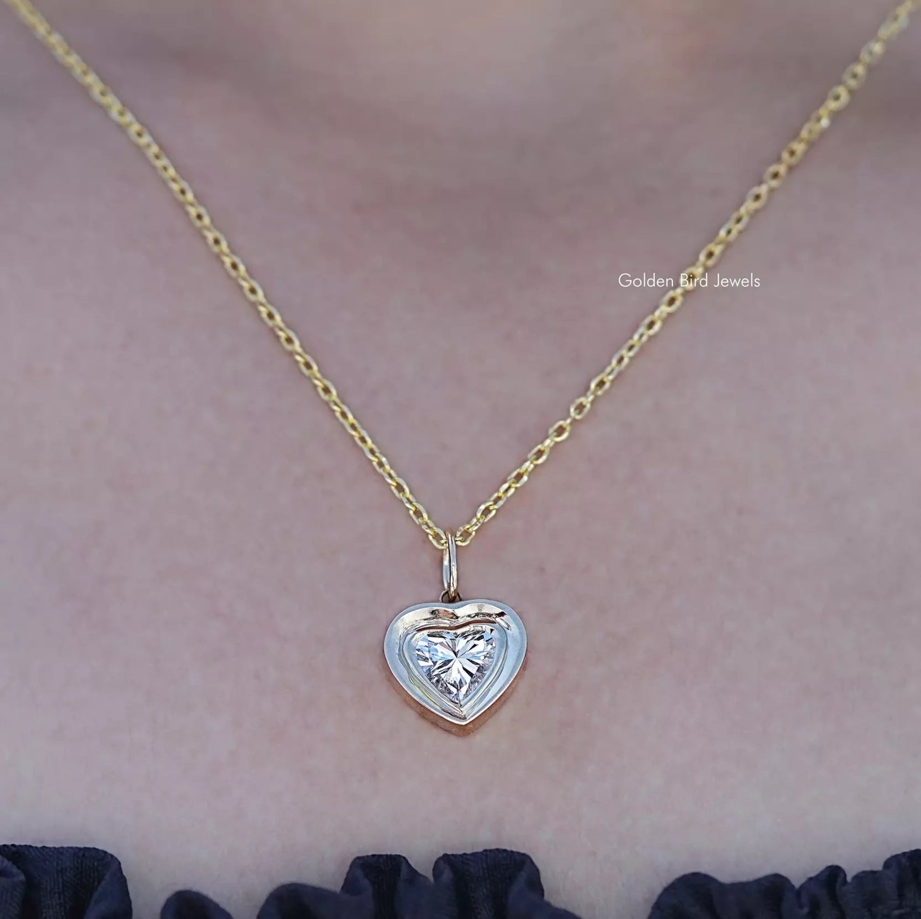 Bezel Set Heart Shaped Lab Diamond Solitaire Pendant