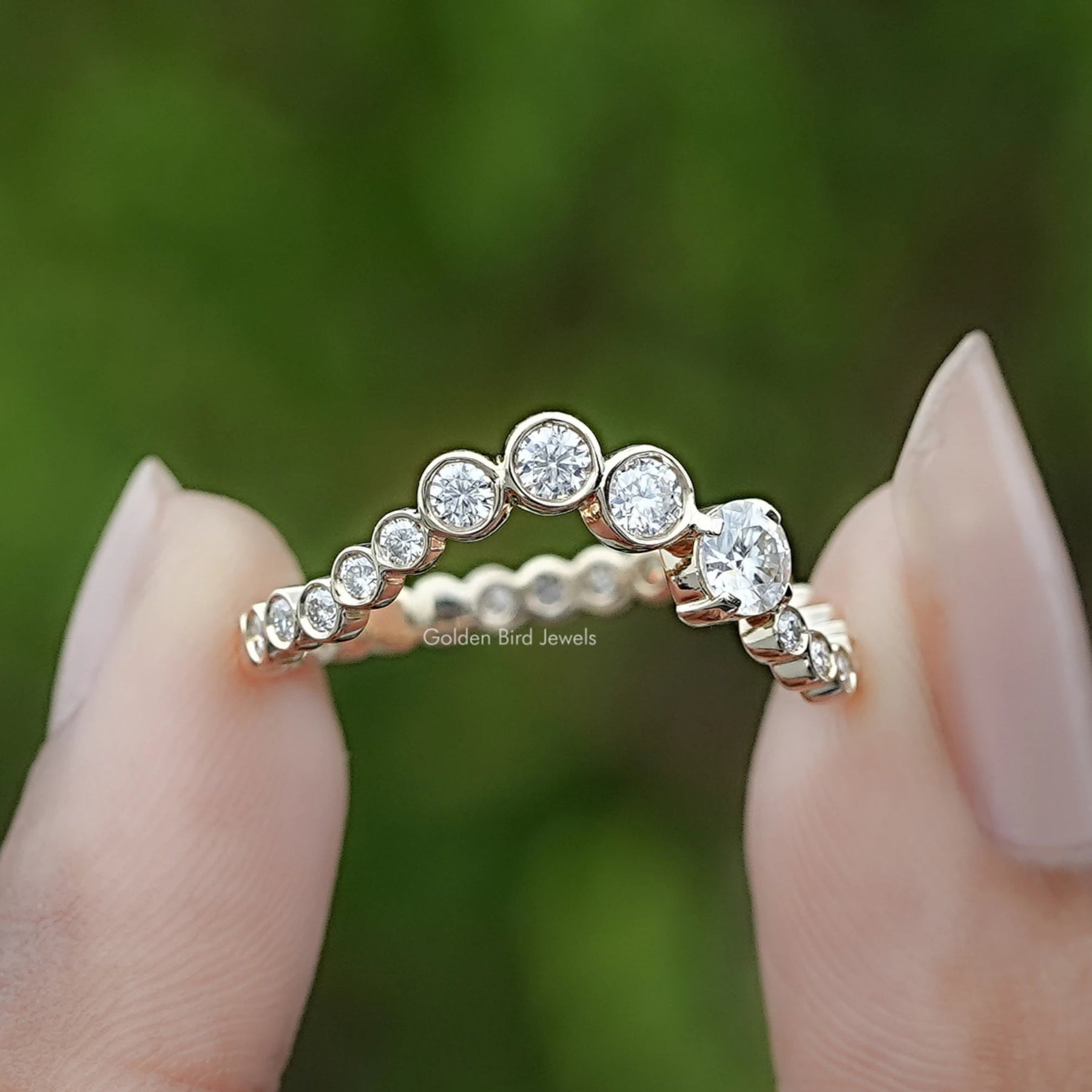 Round Shaped Moissanite Curved Full Eternity Band