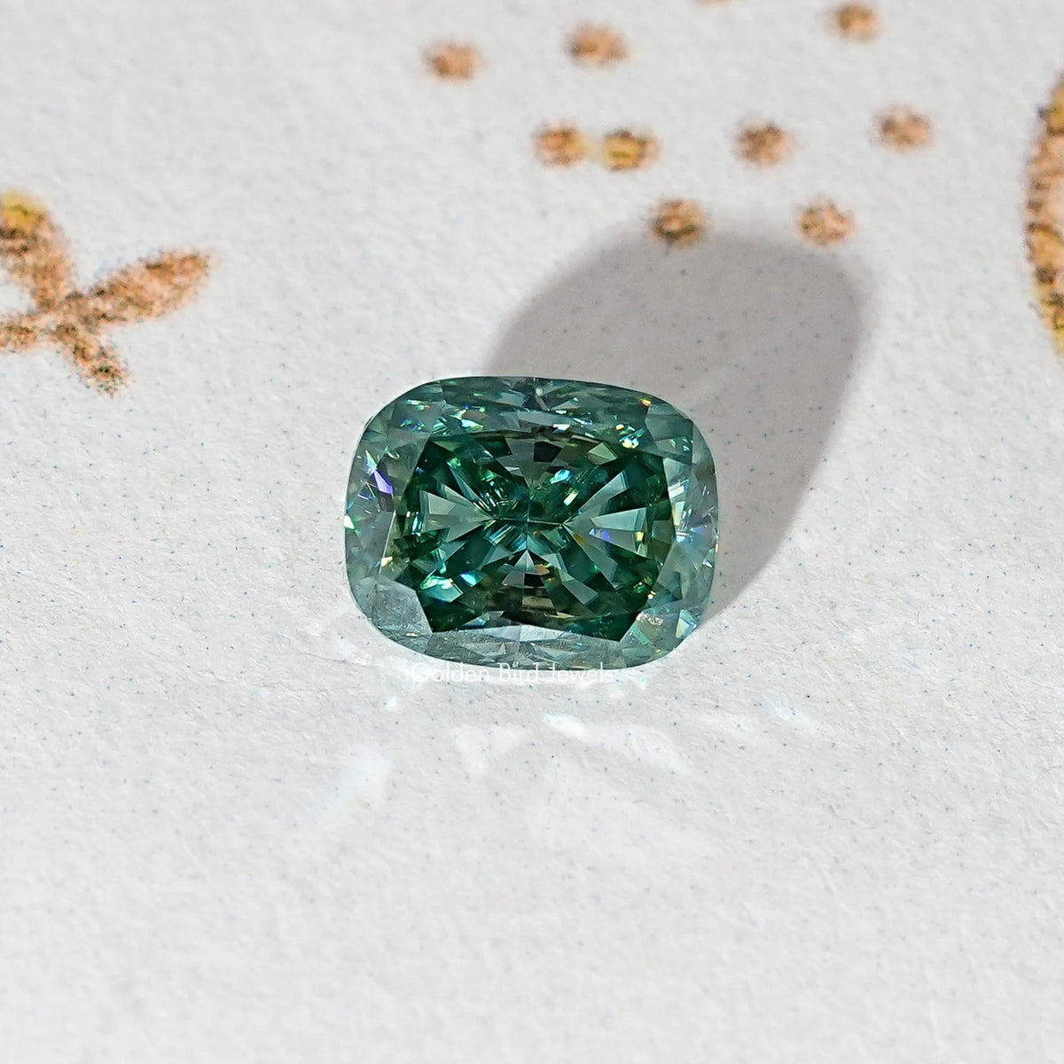 Blaugrüner länglicher Kissen-Moissanit-Losstein