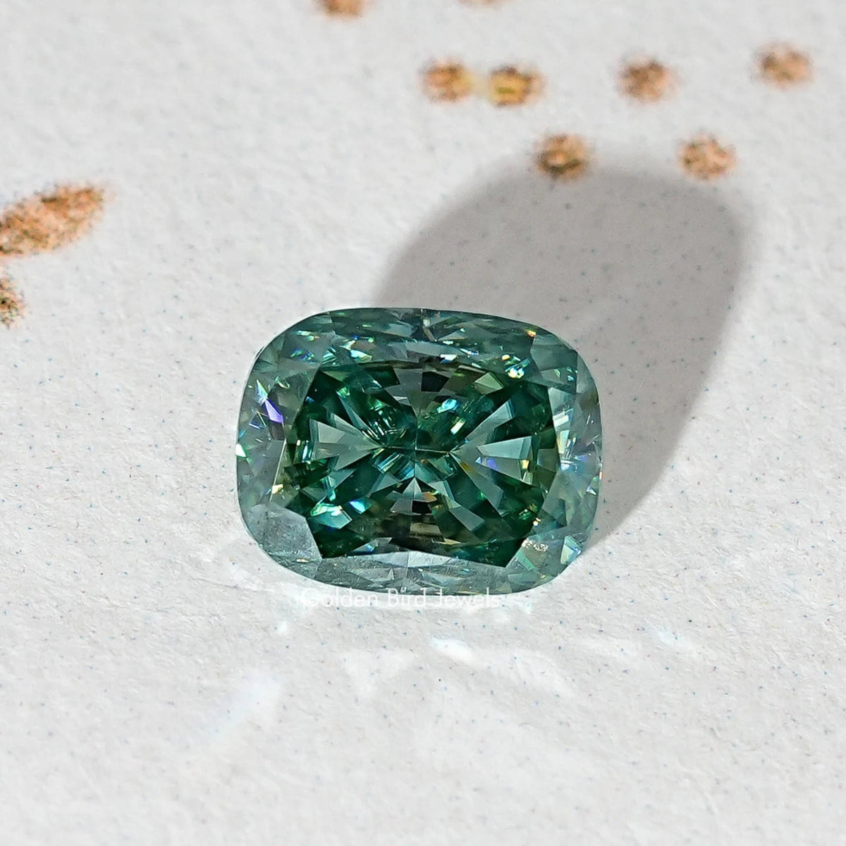 Blue Green Elongated Cushion Loose Moissanite