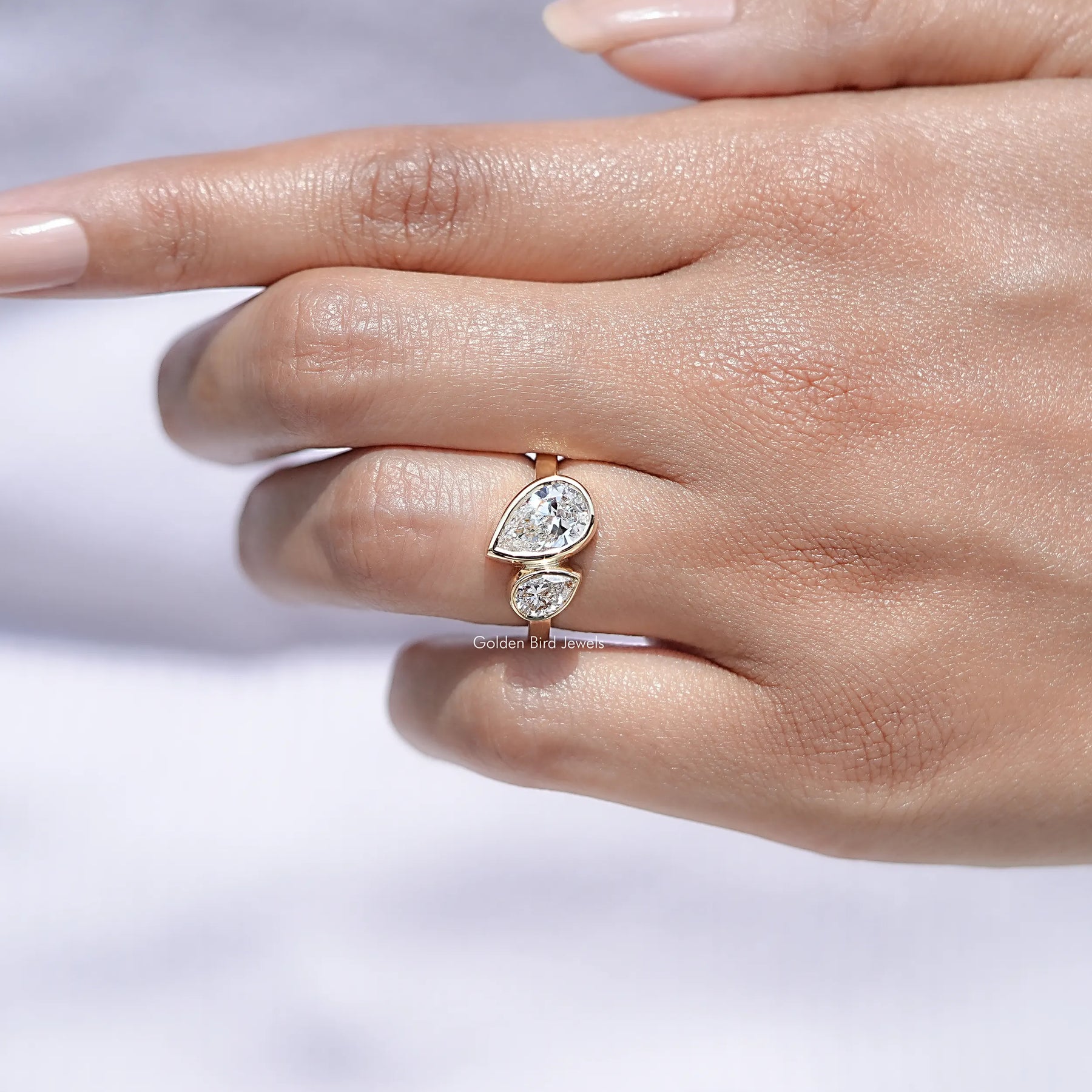 Top view of Pear Cut Lab Diamond Ring for women 's wear