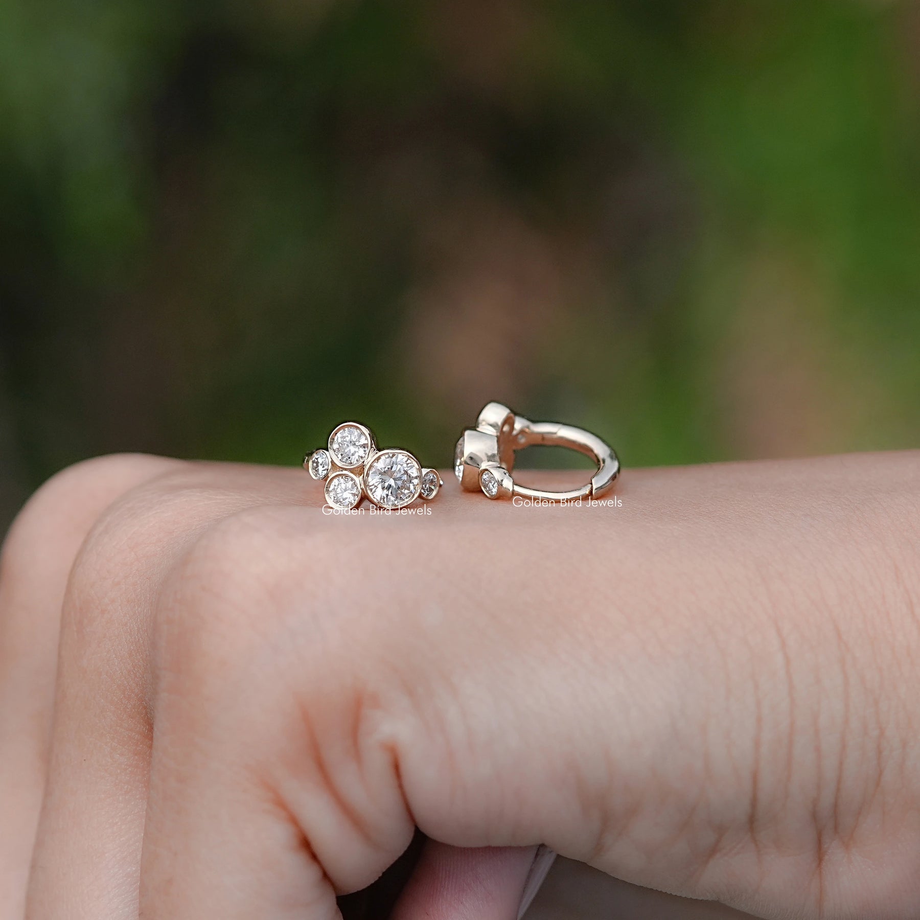 Front And Back Side View Of solitaire stud earrings crafted in lab diamond