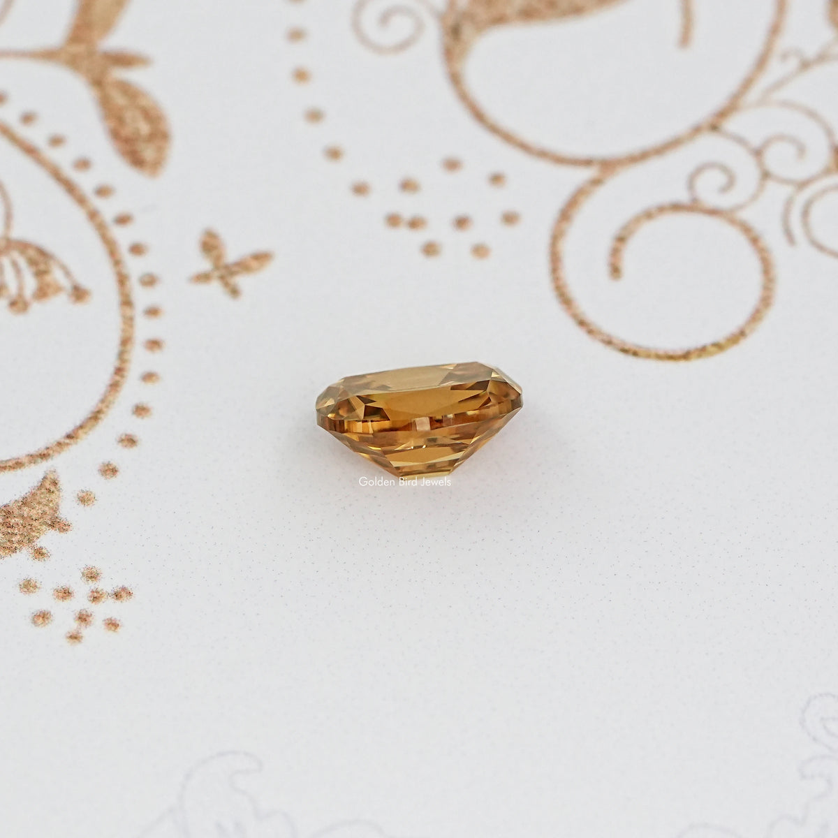 Side View Of Yellow Old Mine Cushion Loose Moissanite