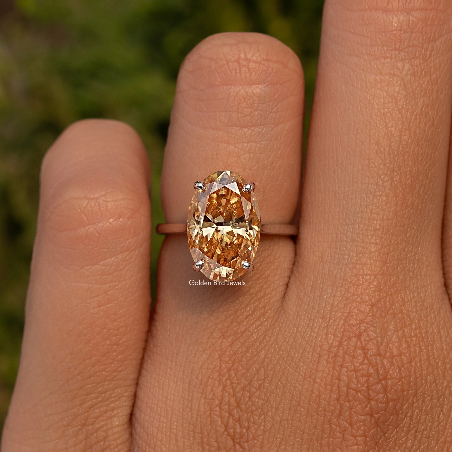 Champagne Oval Shape Moissanite Ring
