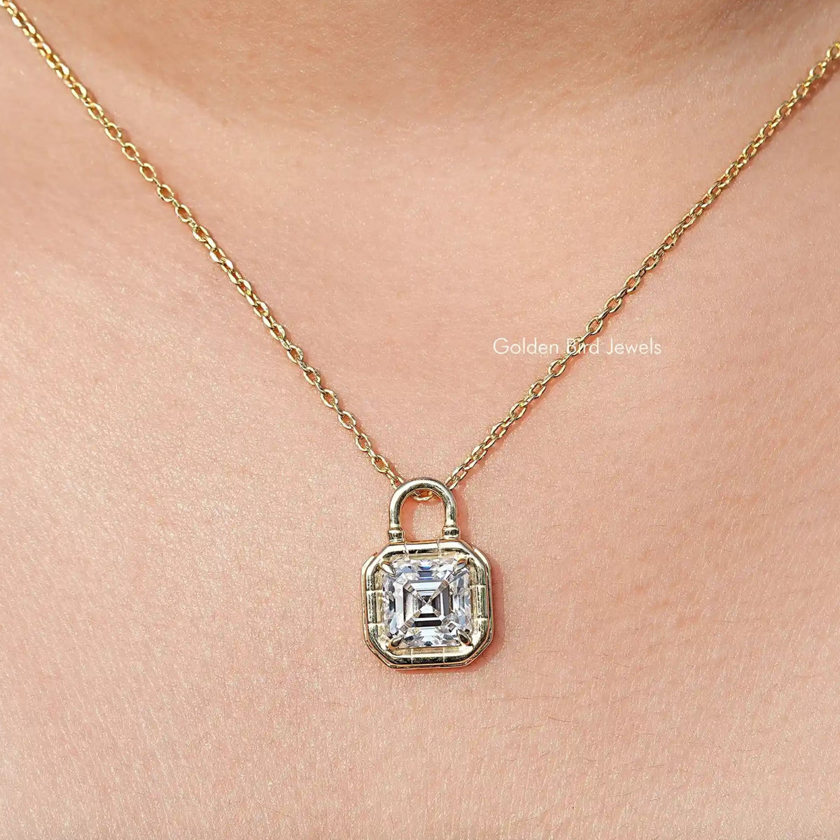 Colorless Asscher Moissanite Solitaire Pendant