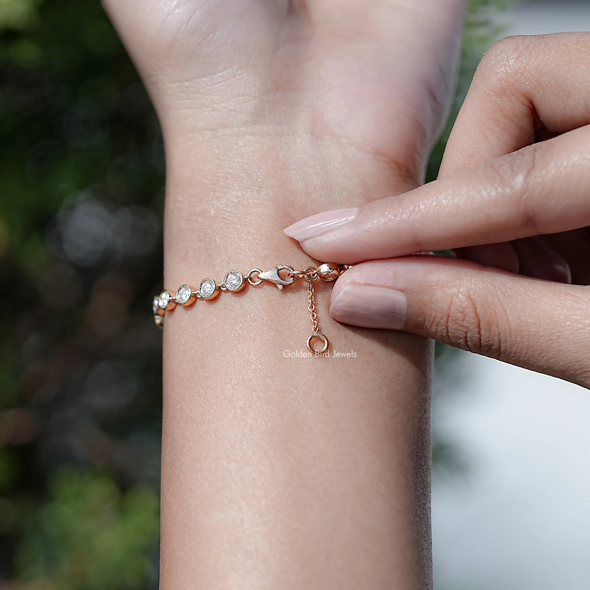 Colorless Round Cut Moissanite Bracelet