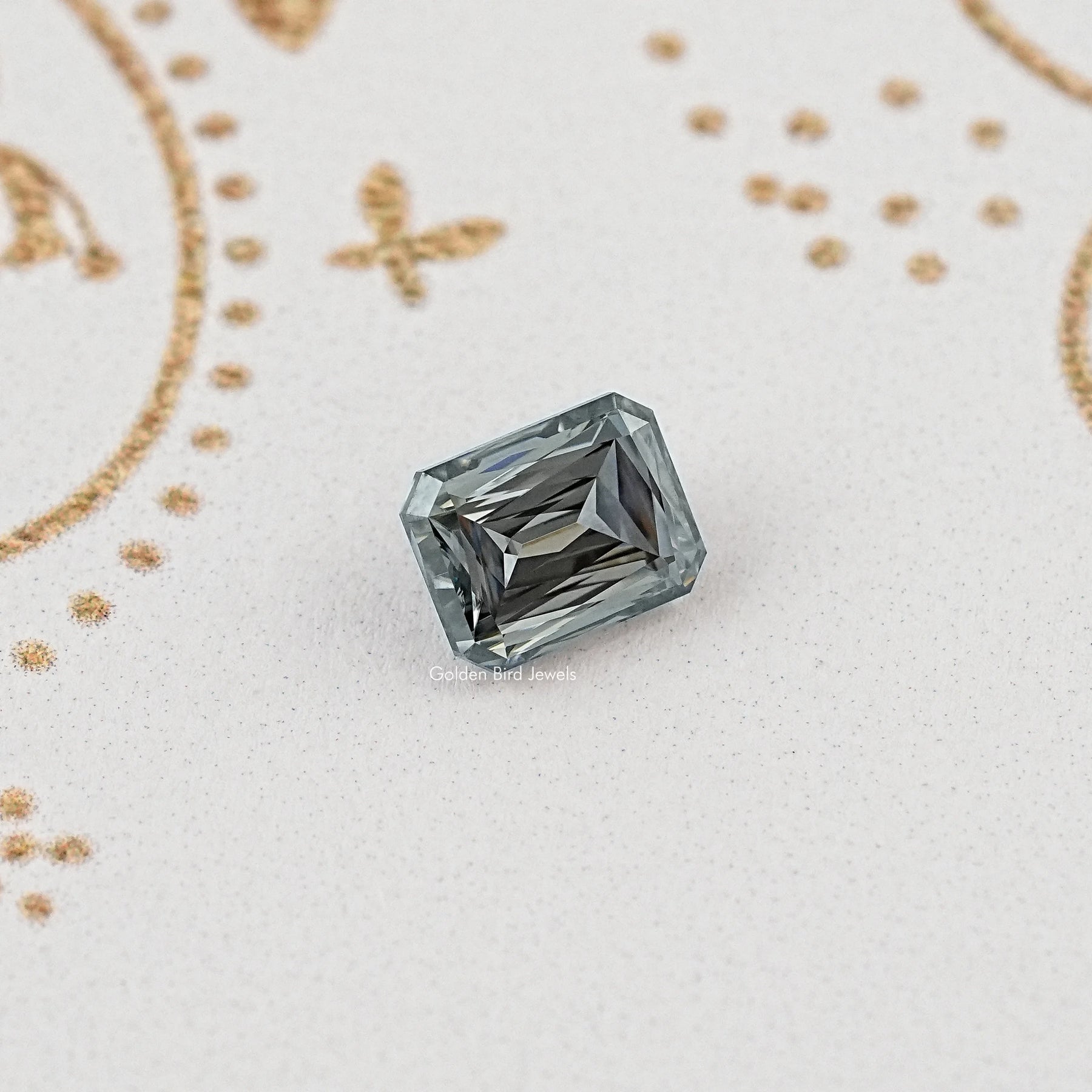 Top View of Gray Criss Cut Moissanite Loose Gem for Jewelry
