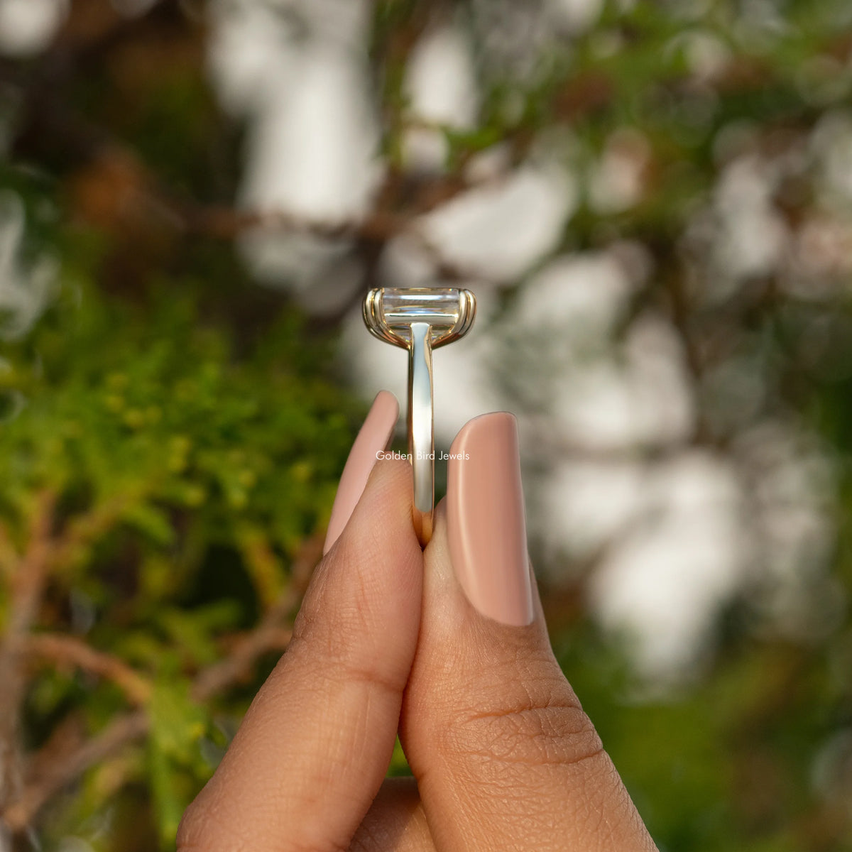 Moissanit Criss Cut Solitär-Verlobungsring