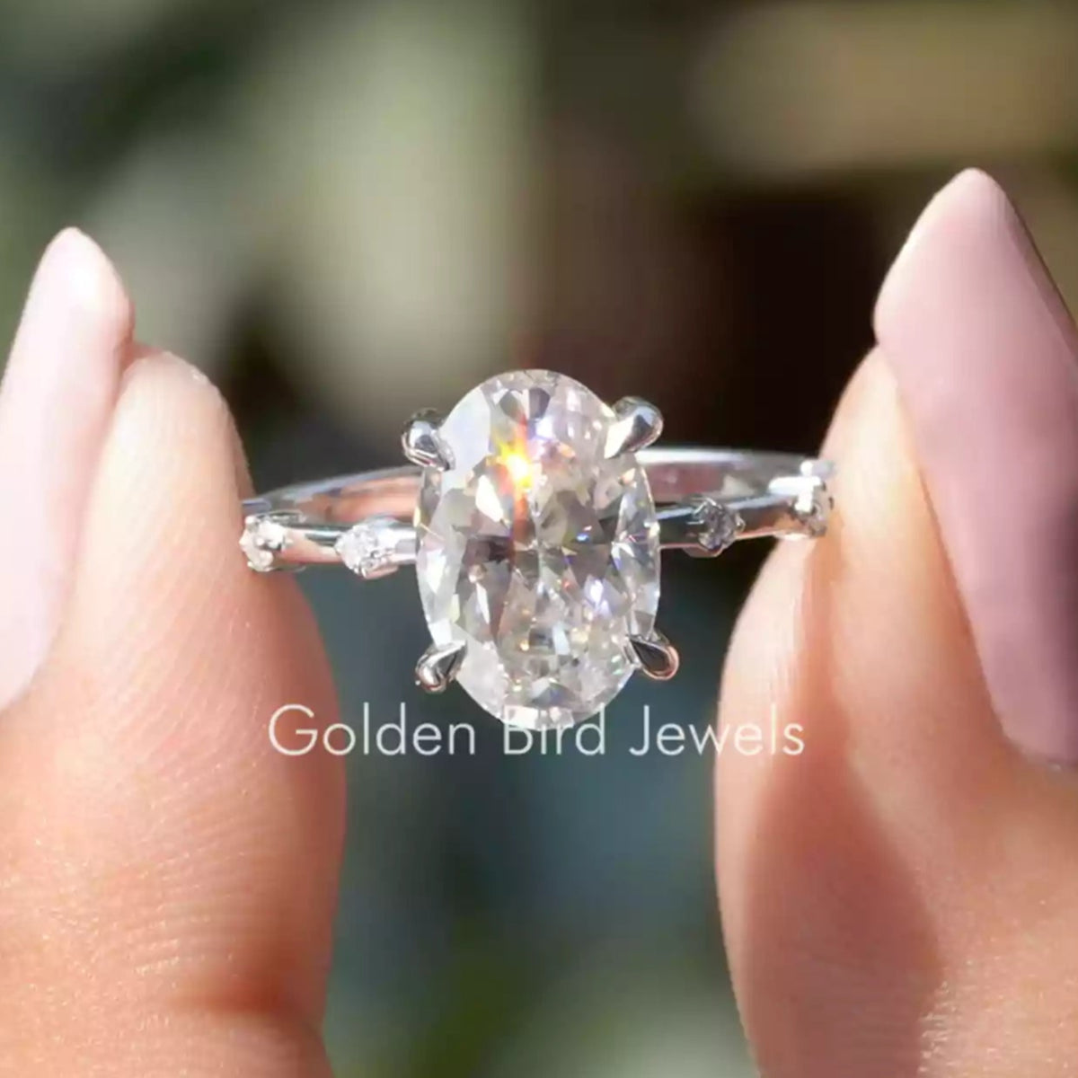 Crushed Ice Oval Engagement Ring