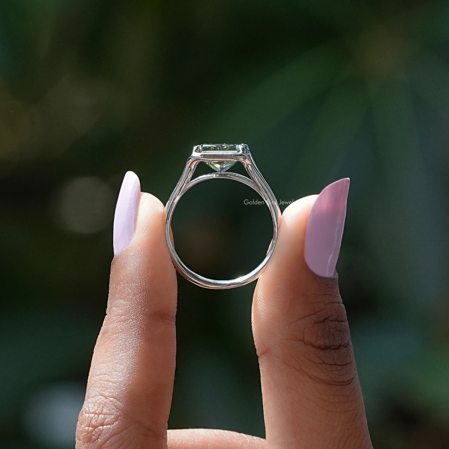 Crushed Ice Radiant Moissanite Engagement Ring