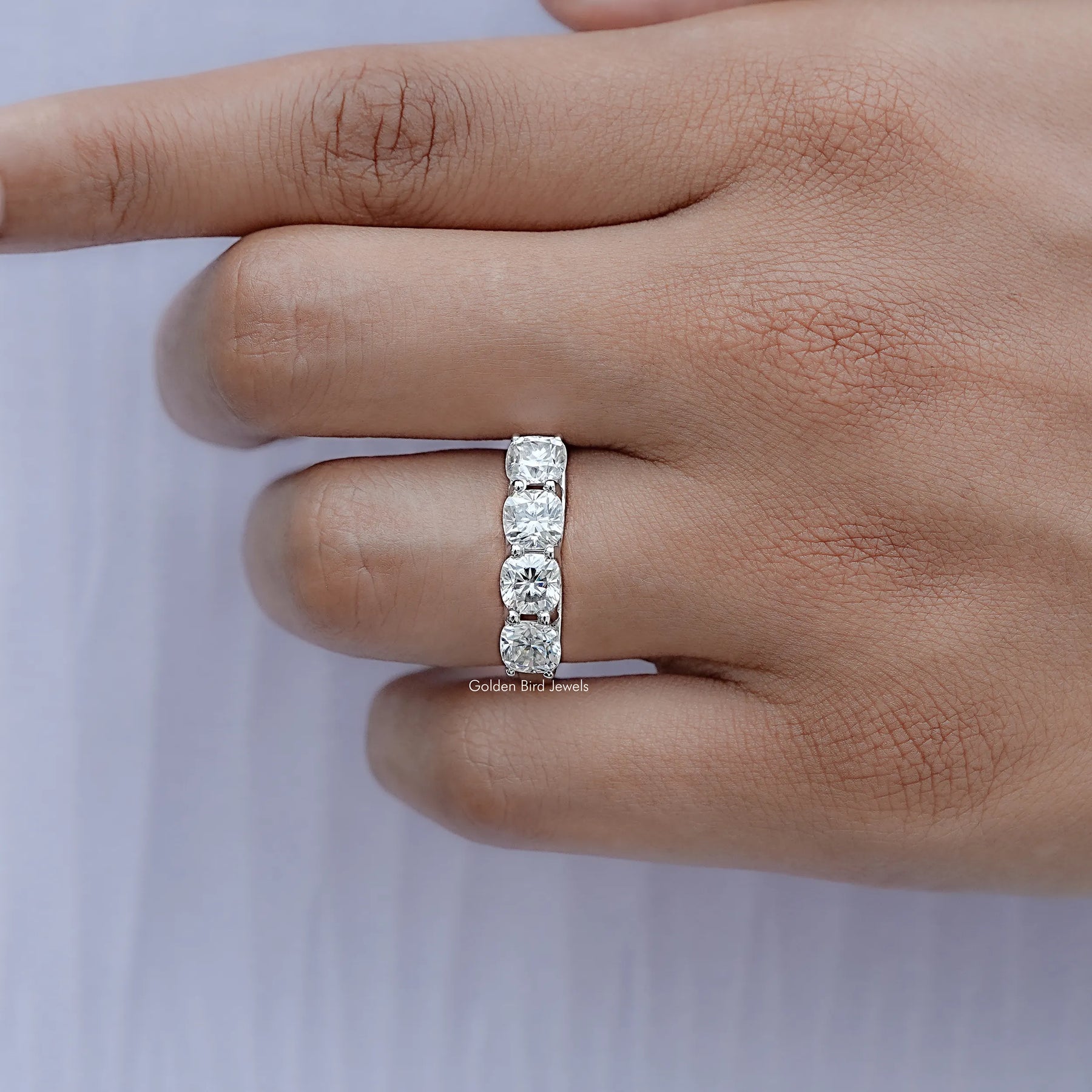 Cushion Cut Moissanite Eternity Wedding Band