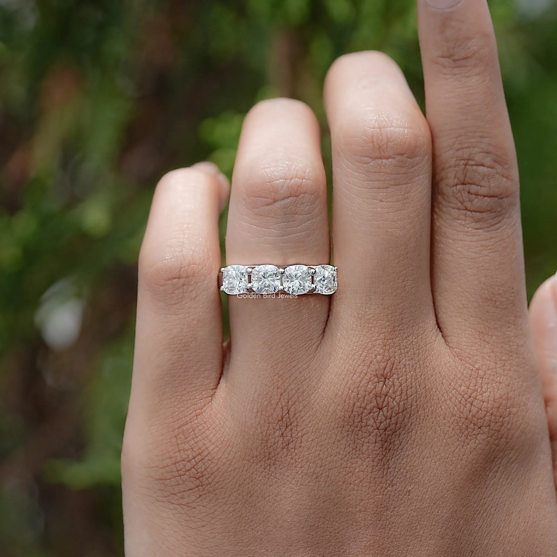 Cushion Cut Moissanite Eternity Wedding Band