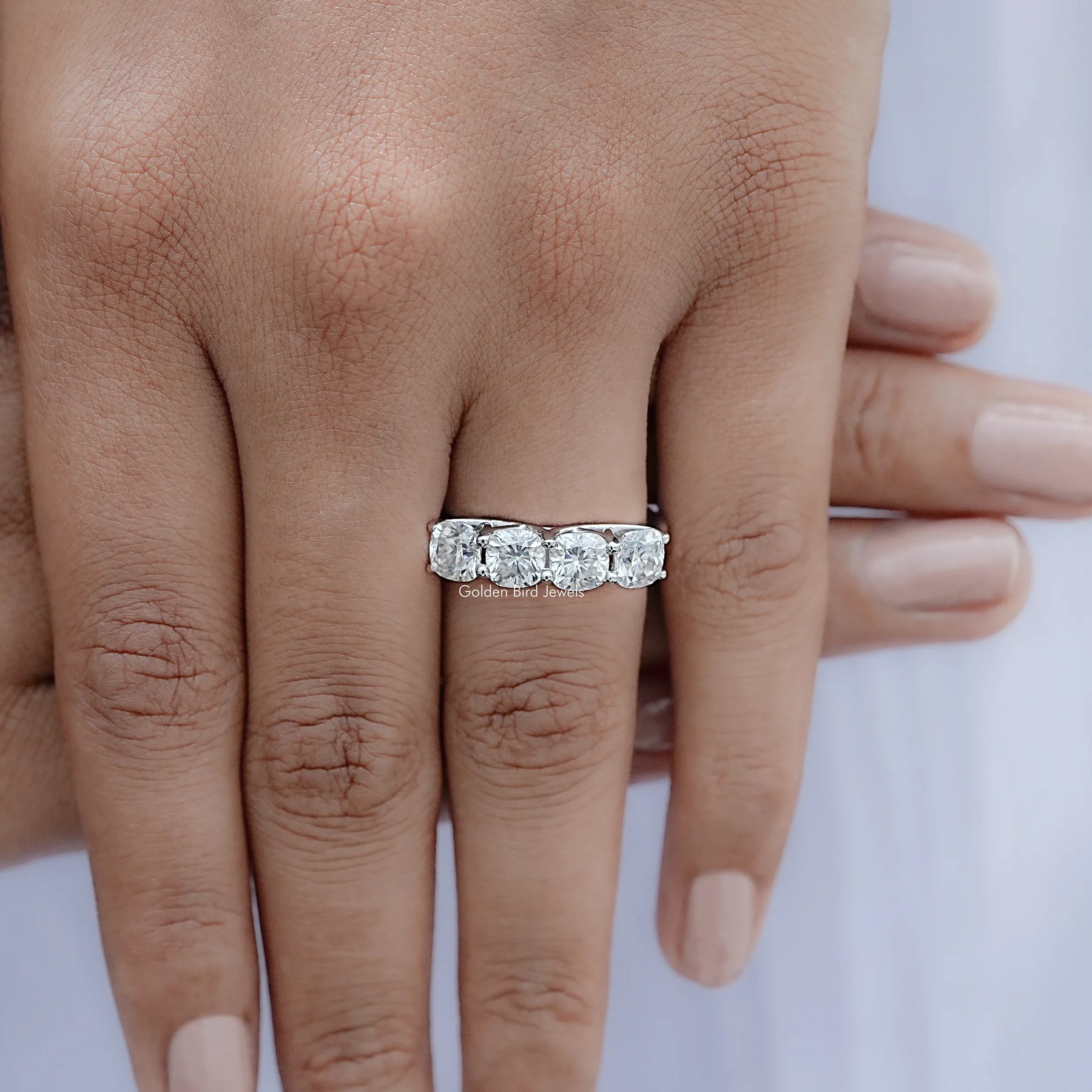 Cushion Cut Moissanite Eternity Wedding Band