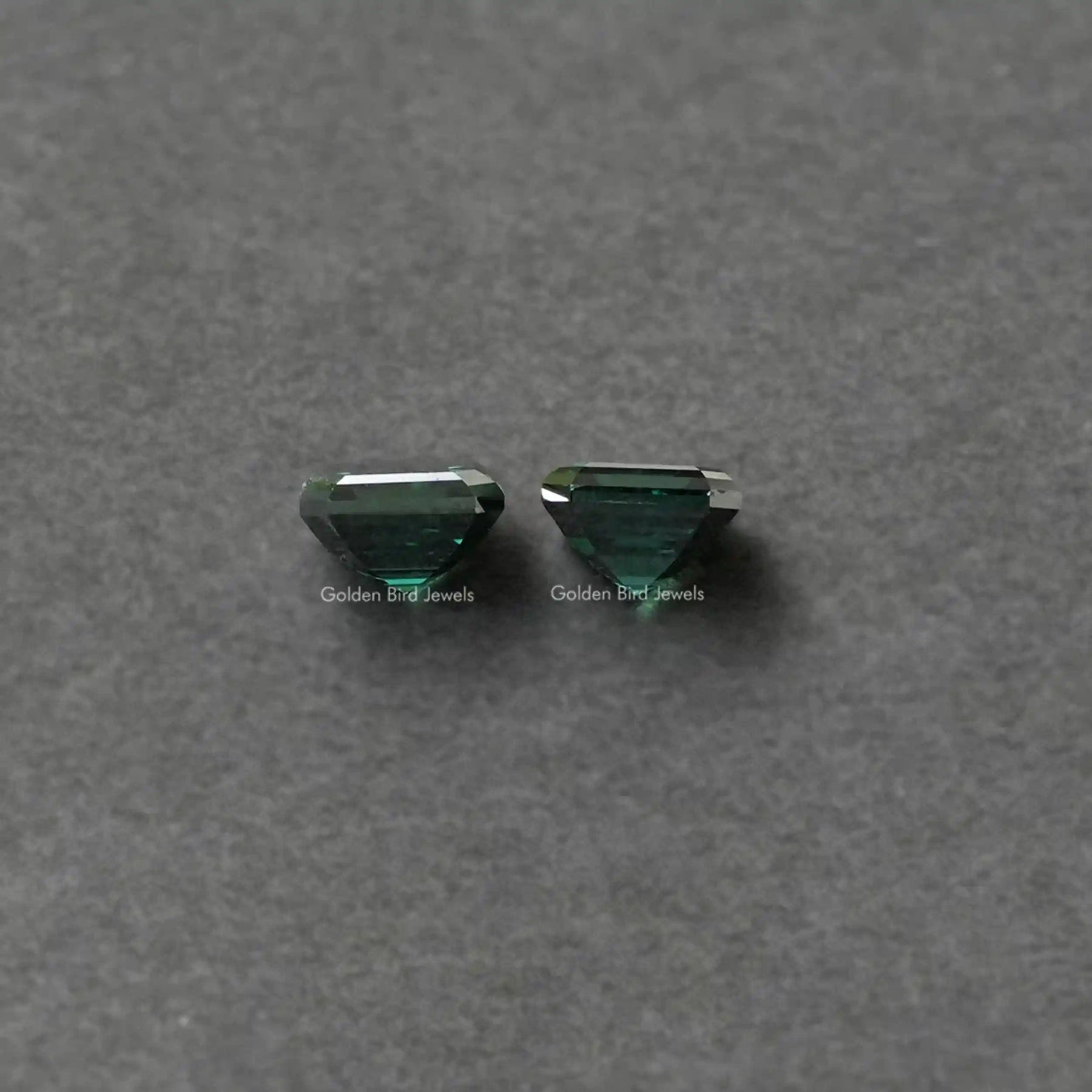 Side view of Asscher Loose Moissanite Dark Green Color Stone