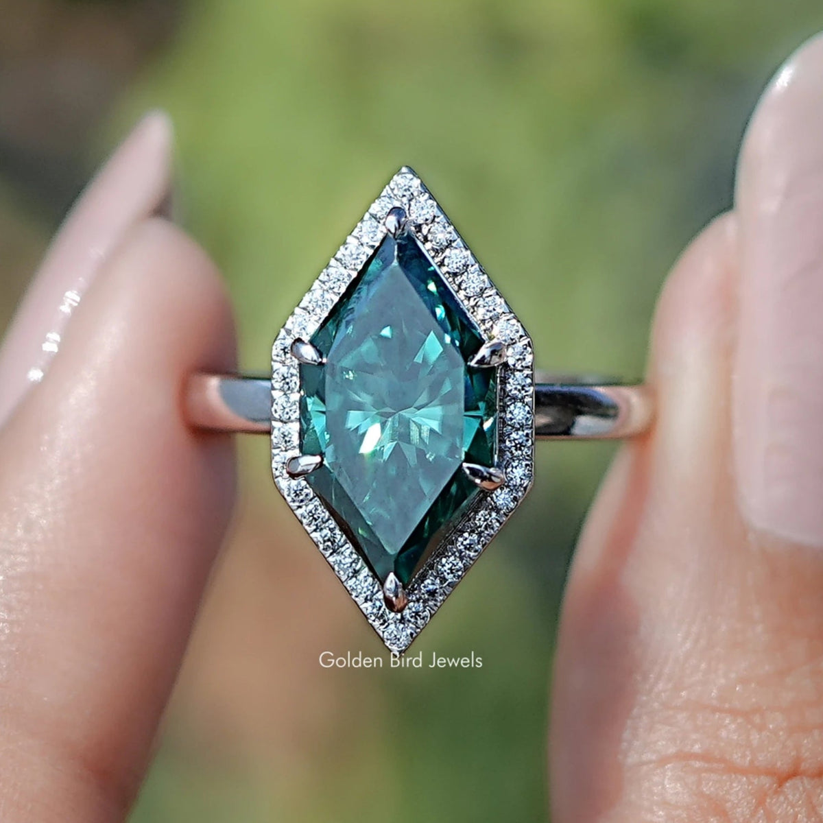 Dutch Marquise Moissanite Halo Engagement Ring