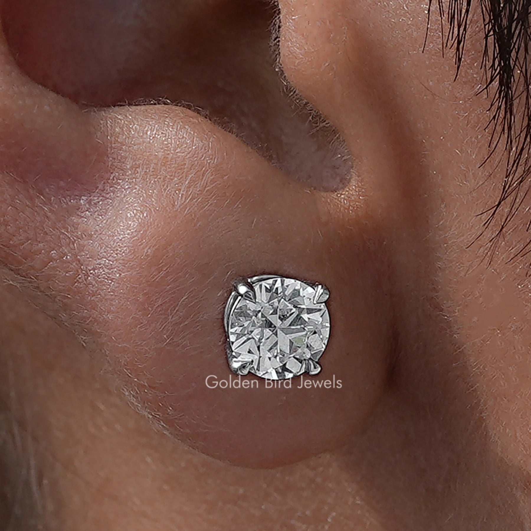 Old European Round Lab Diamond Stud Earrings