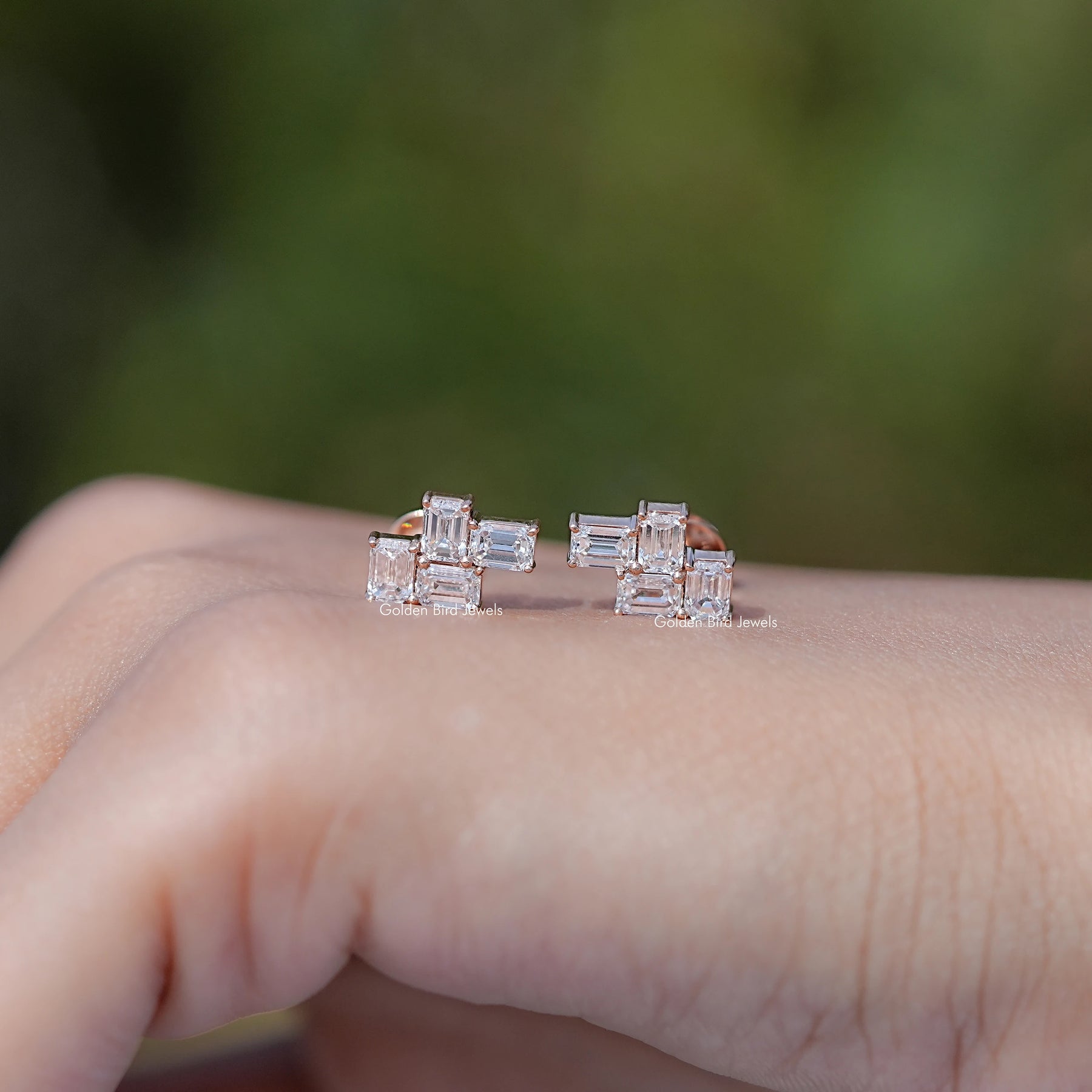 Pair Of a Emerald Cut Lab Grown Diamond Drop Earrings