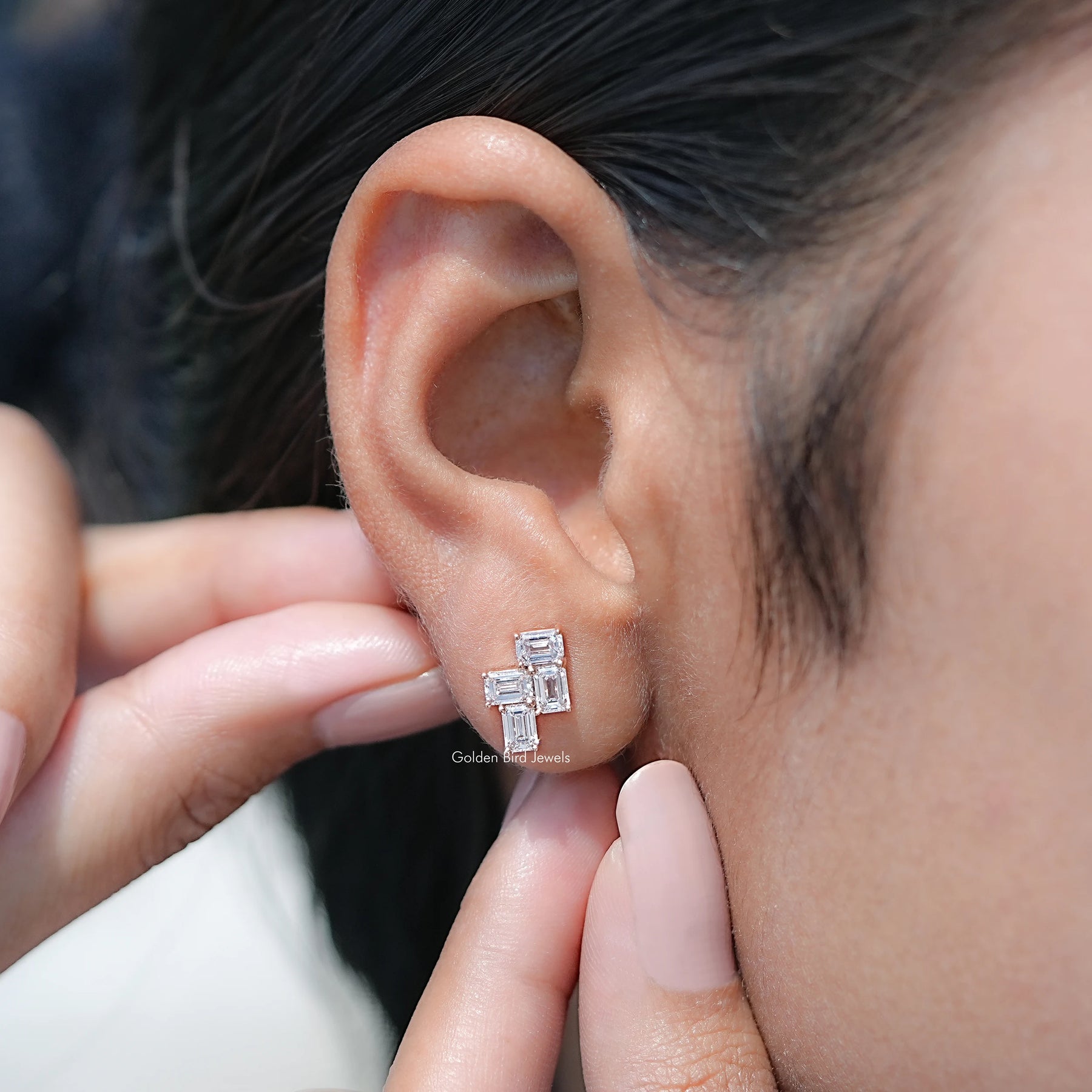 Front view of Lab Grown Diamond Drop Earrings