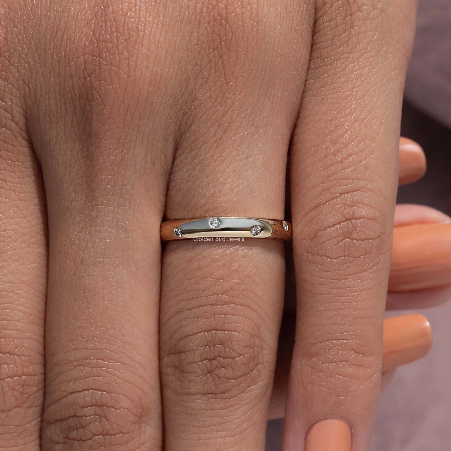 Detailed View Of Full Eternity Round Moissanite Flush Set Band