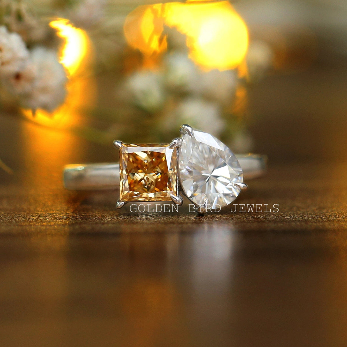 Toi Et Moi Ring aus Moissanit im Prinzessinnen-Birnenschliff