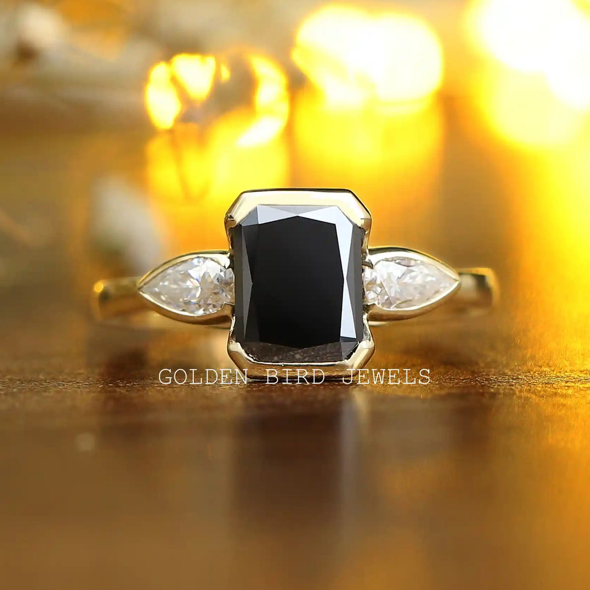 Radiantschliff Moissanit Drei-Stein-Ring