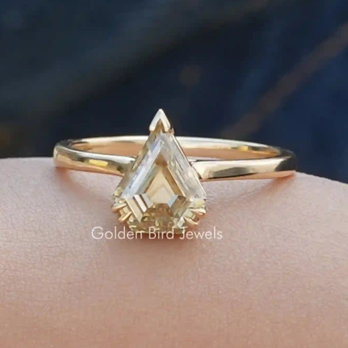 Moissanite Old Mine Pentagon Cut Solitaire Ring