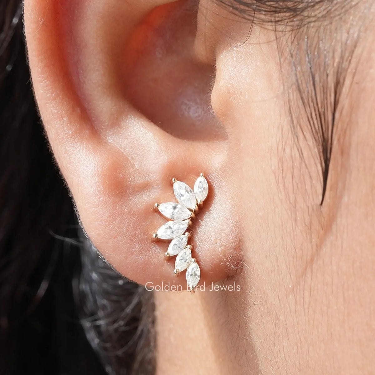 Farblose Marquise Moissanit Ohrstecker