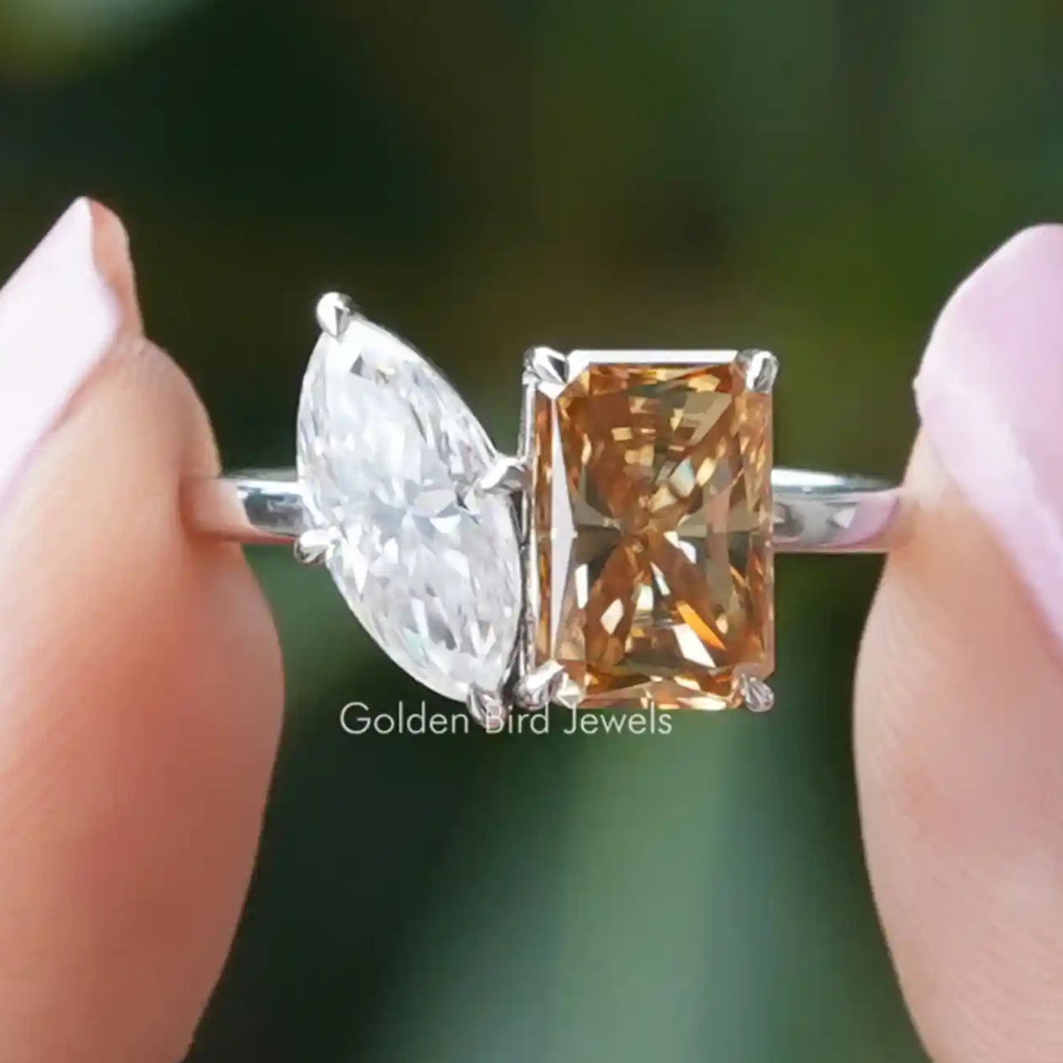 Marquise And Radiant Cut Moissanite Toi Et Moi Ring