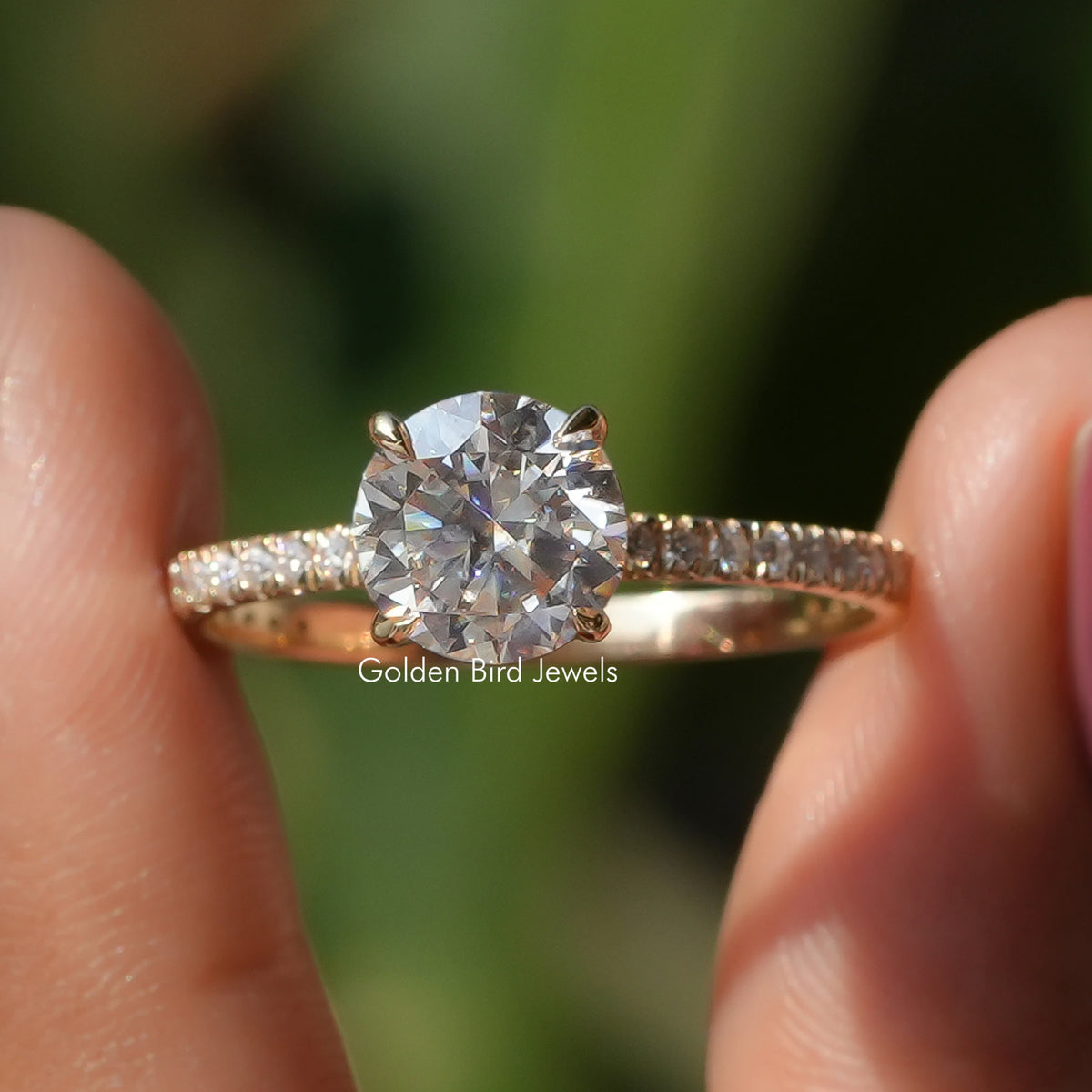 Runder Schnitt Moissanit Solitär Verlobungs Ring