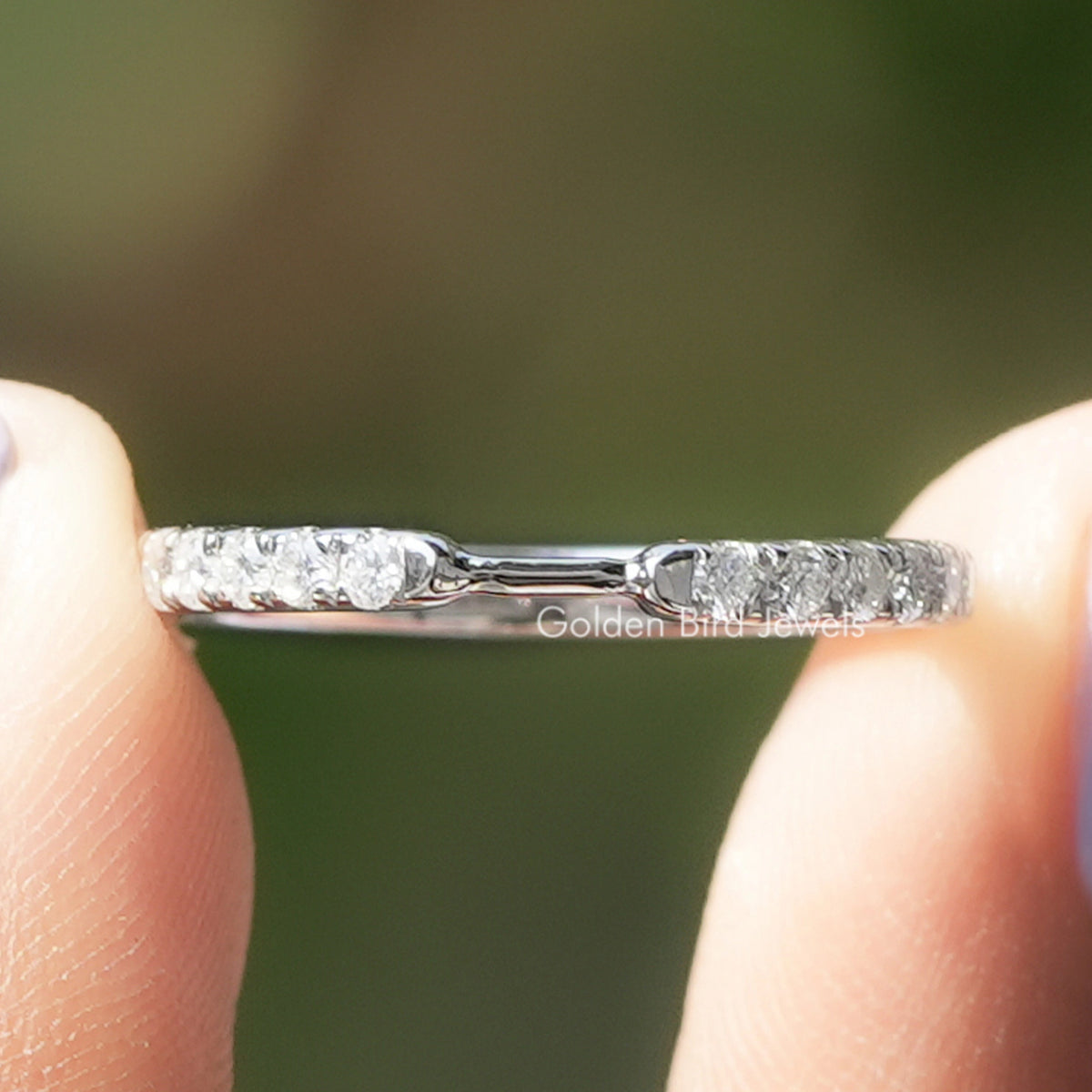 Round Diamond Half Eternity Stackable Notch Band