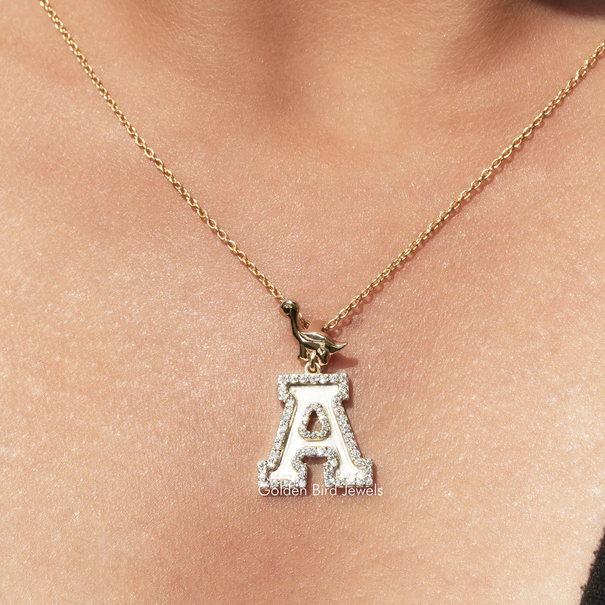 Moissanite Round Initial A Letter Pendant