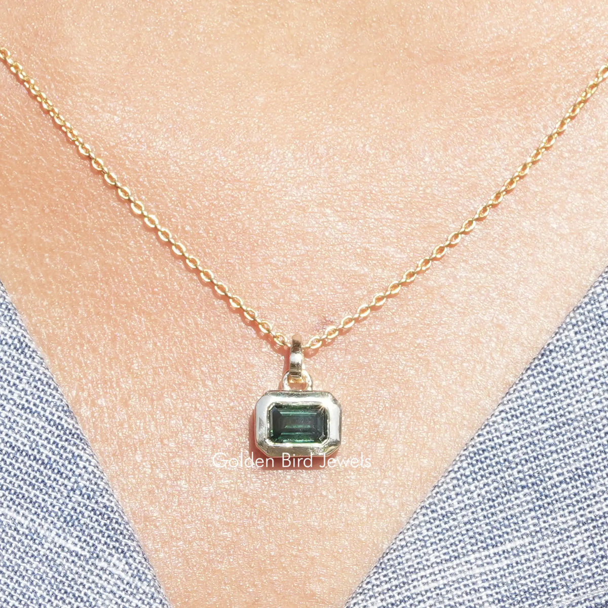 Grüner Smaragd-Moissanit-Solitär-Anhänger