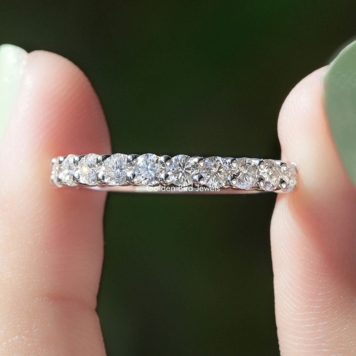 Round Cut Moissanite Half Eternity Band