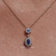 Blauer Saphir Oval Edelstein Halo Anhänger