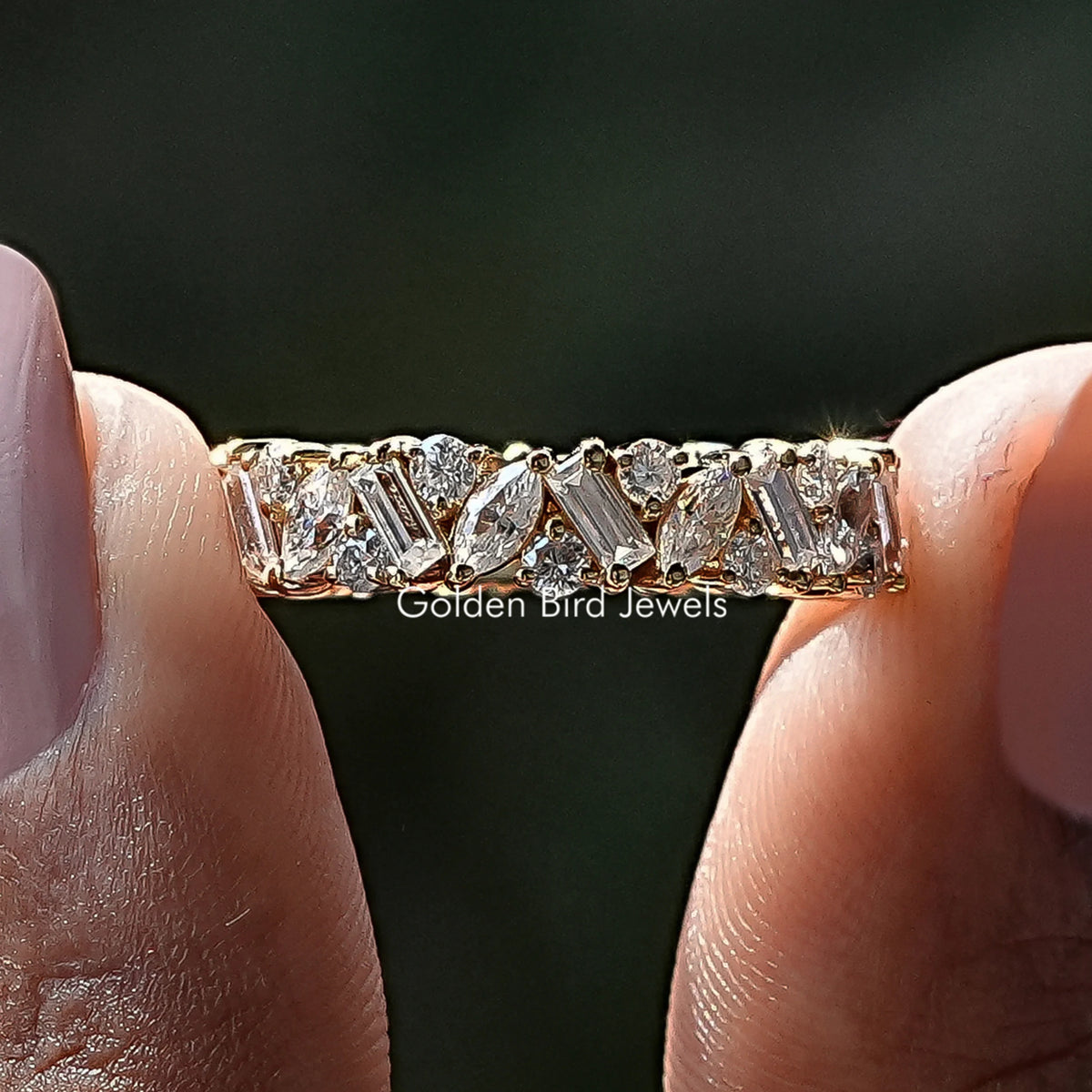 Marquise- und Baguette-Moissanit-Eternity-Ring