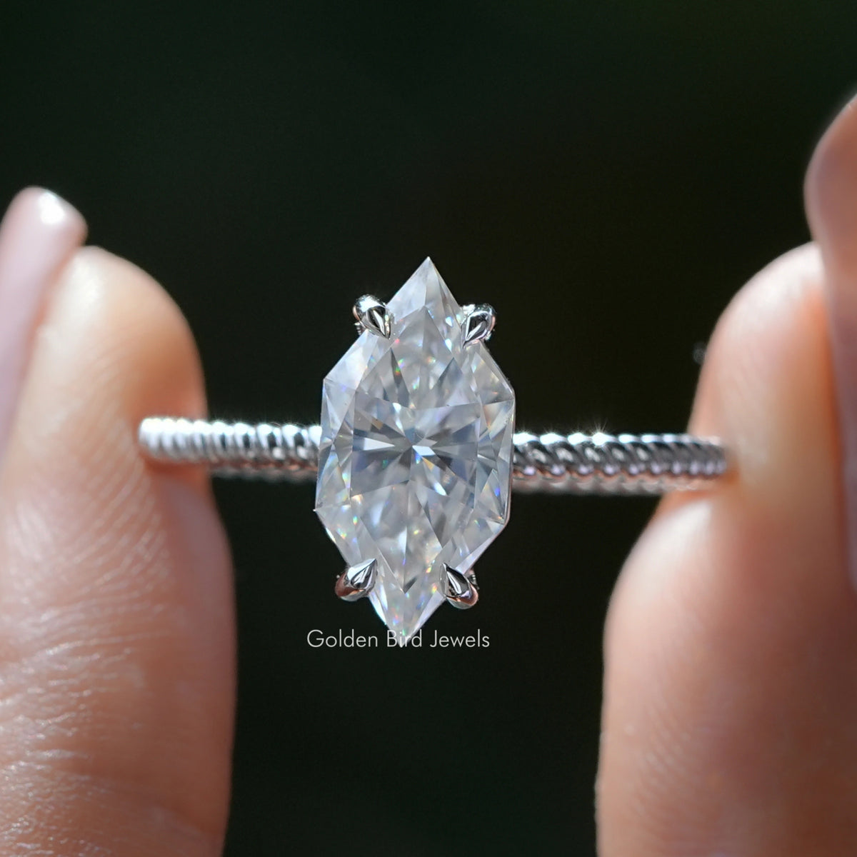 Moissanite Dutch Marquise Cut Engagement Ring