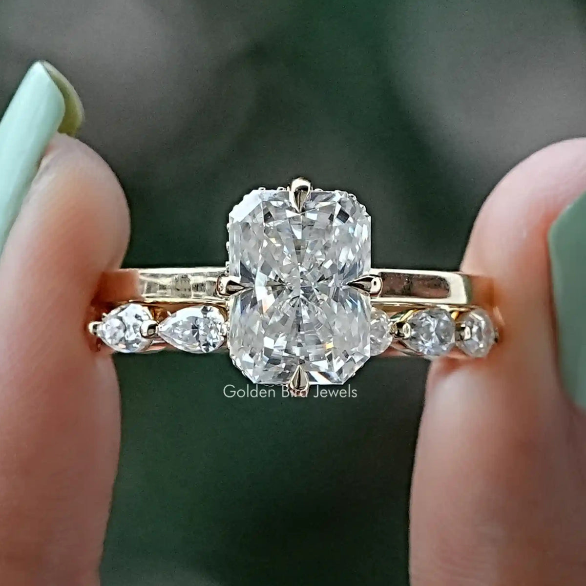 Strahlend geschliffenes Moissanit-Ring-Set