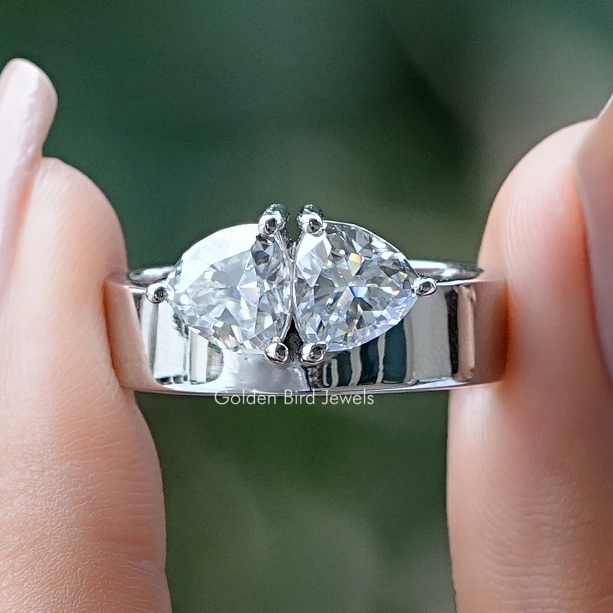 Trillion Cut Two Stone Moissanite Engagement Ring