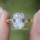 Old Mine Cushion Cut Lab Diamond Split Shank Ring Held Between Fingers