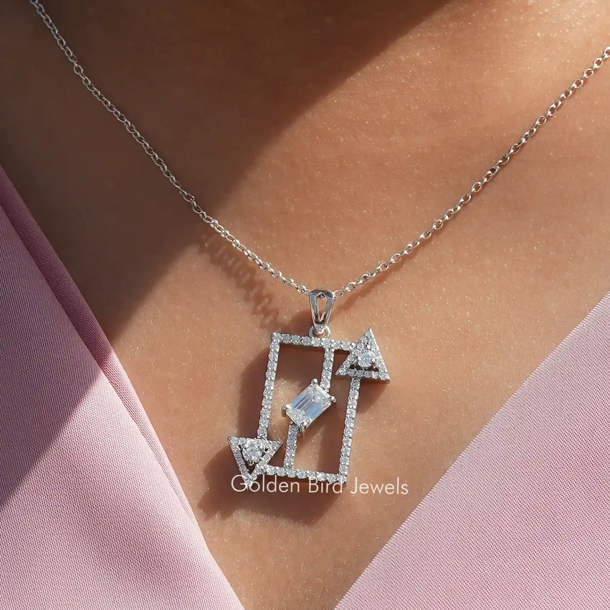 Emerald Cut Moissanite Customized Pendant For Her