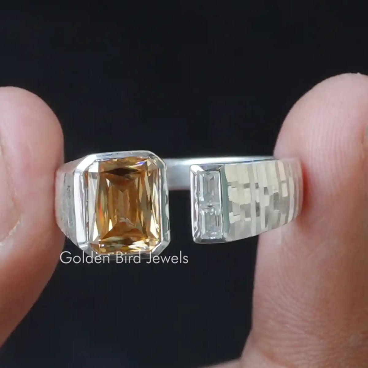 Criss Cut Moissanite Open Cuff Toi Et Moi Ring